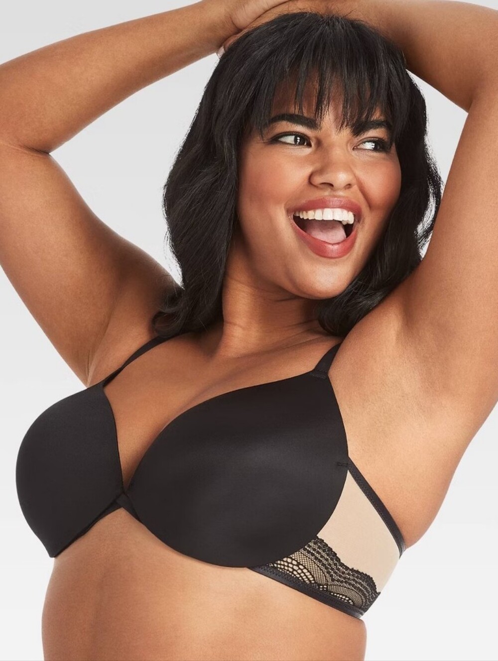 Maidenform Black/Nude Lace- Love The Lift Push Up Bra-38D